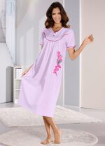 Wadenlanges Nachthemd mit Knopfleiste und kurzen &Auml;rmeln  