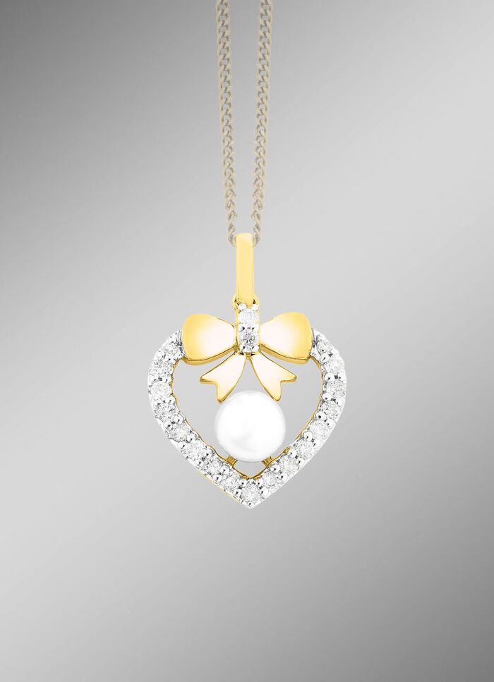 Anh&auml;nger mit 19 Brillanten und S&uuml;&szlig;wasser-Zuchtperle 