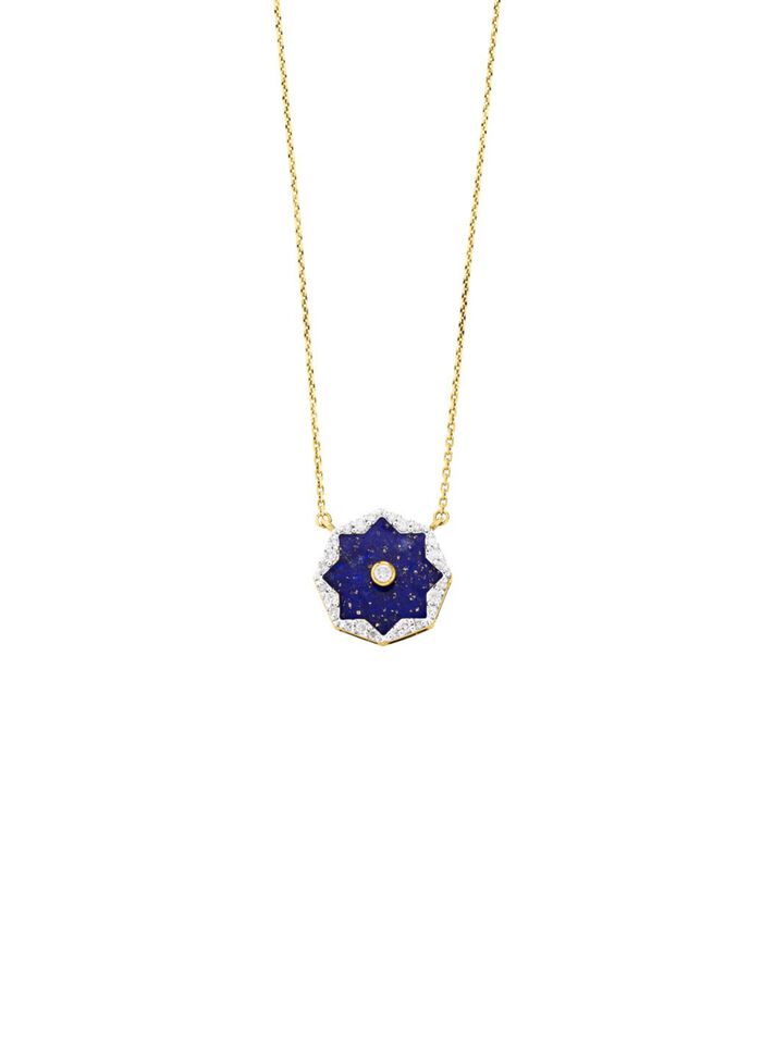 Halskette mit echt Lapislazuli, Brillanten und Diamanten 