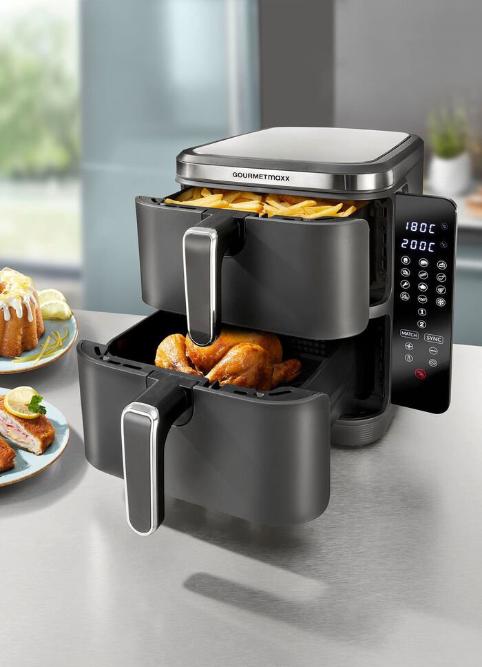 Digitale Doppelkammer-Hei&szlig;luftfritteuse &bdquo;FryUP&ldquo; 
