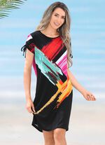 Laurina Kleid mit Druckdessin und raffbaren &Auml;rmeln 