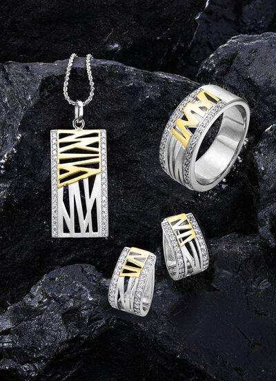 Anh&auml;nger in Bicolor mit synth. Zirkonia 