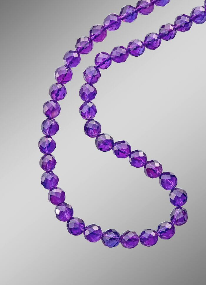 Amethyst-Halskette mit facettierten Kugeln 