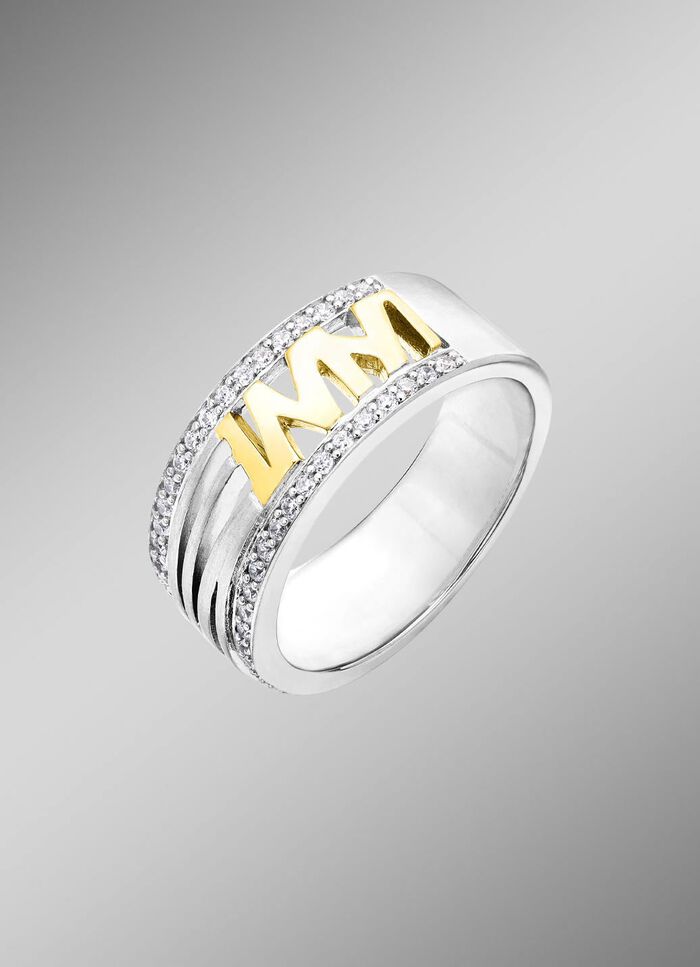 Damenring in Bicolor mit synth. Zirkonia 