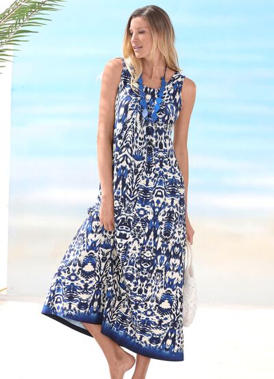 Laurina Kleid mit farbbrillantem Druckdessin, &auml;rmellos 