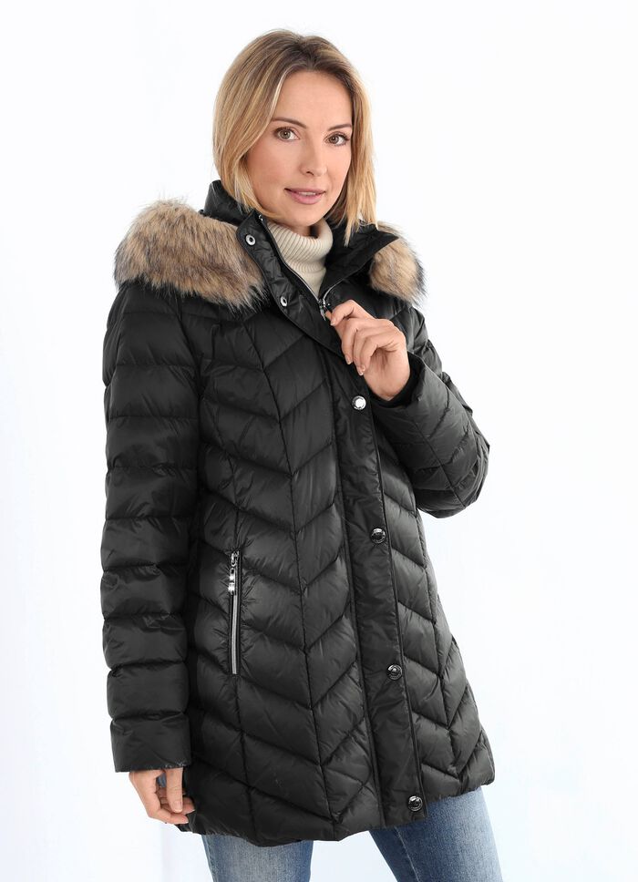 Daunenjacke mit abnehmbarer Kapuze 