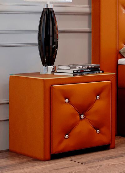 Nachttisch mit Schublade und Glasplatte 