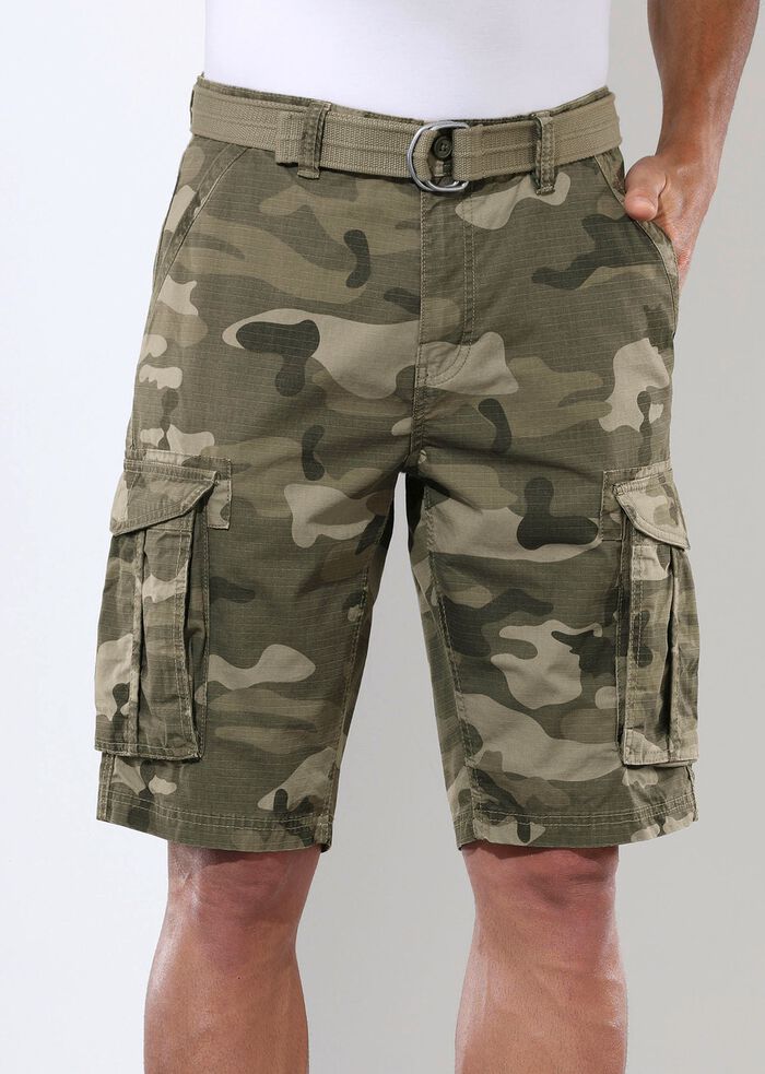 Bermudas mit G&uuml;rtel und Cargotaschen in 2 Farben 