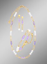 Schmuckset, 3-teilig, aus Messing mit Kristallsteinen 