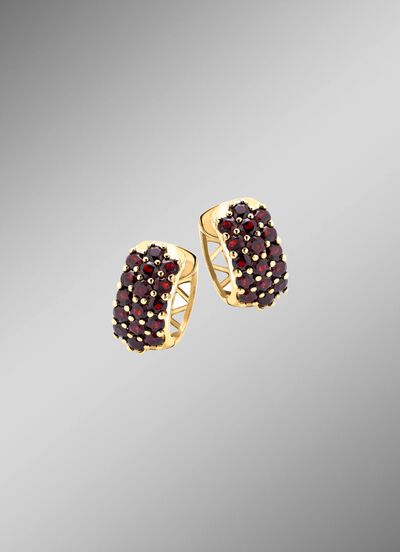 Vergoldete Creolen mit Granat 