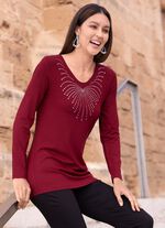 Shirt mit abgerundetem V-Ausschnitt in 4 Farben 