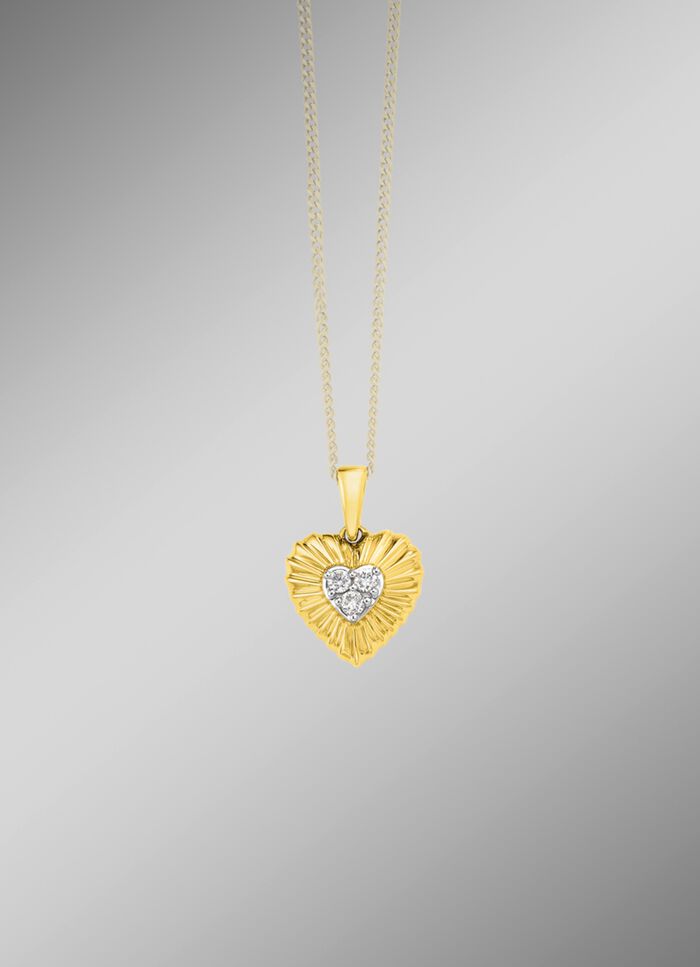 Herz-Anh&auml;nger in Bicolor mit 3 Brillanten 