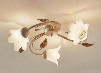 Deckenleuchte aus Metall mit Glasschirmen 