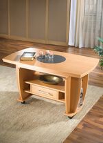 Couchtisch auf Rollen mit Stein-Optik-Einlage 