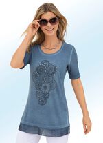 Longshirt mit Spitzeneinsatz an den &Auml;rmeln in 3 Farben 