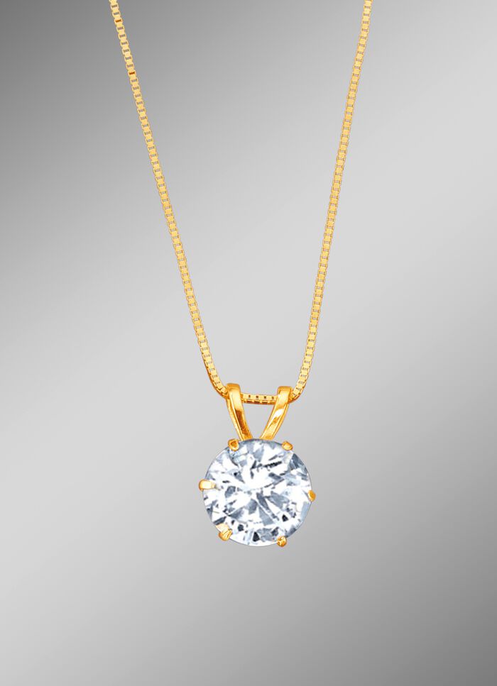 Anh&auml;nger mit synthetischen Zirkonia und Veneziakette 