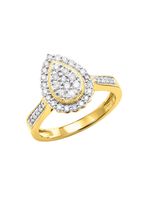 Tropfenf&ouml;rmiger Damenring mit Brillanten 