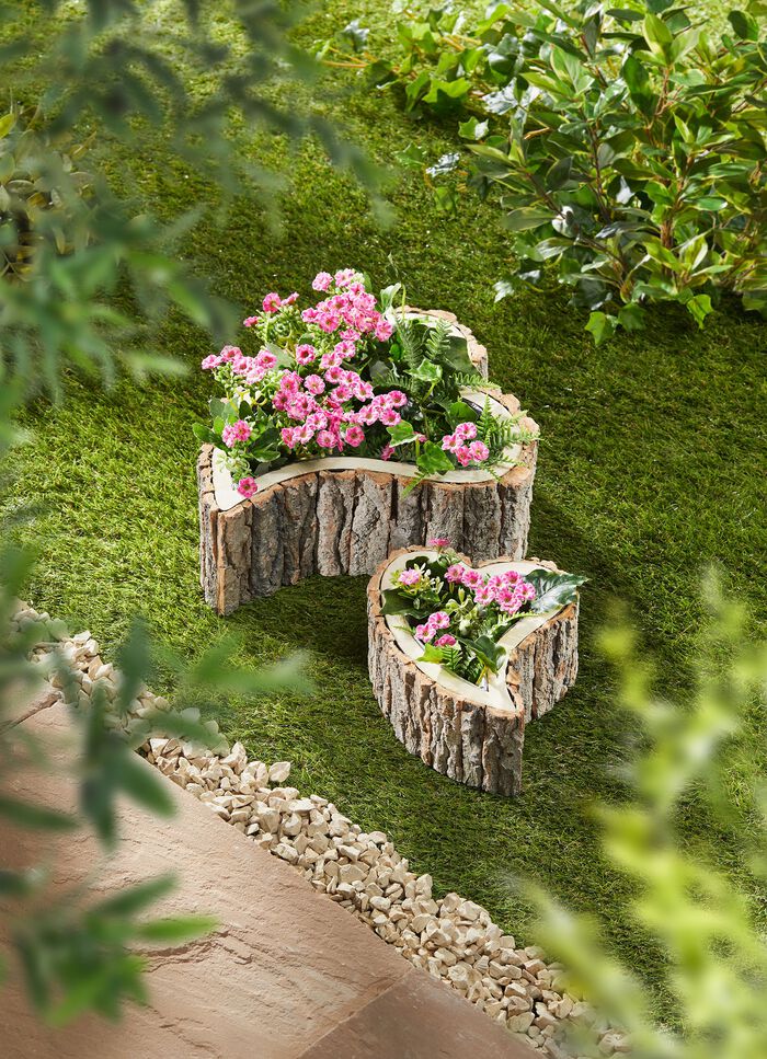 Pflanzherzen aus Holz, 2er-Set  