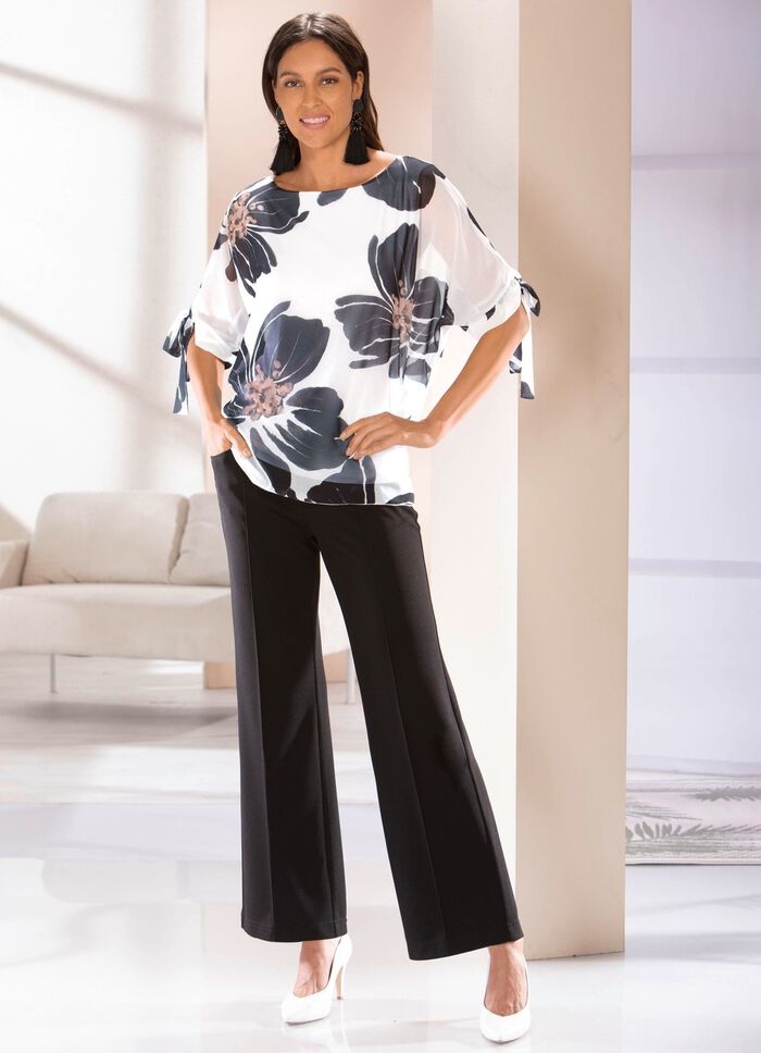 Doppellagiges Shirt mit Chiffon-&Uuml;berwurf 