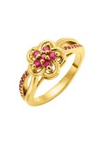 Vergoldeter Damenring mit echt Rubin 