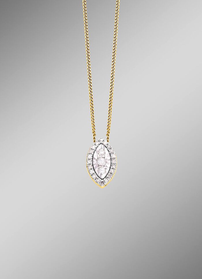 Anh&auml;nger mit 3 Brillanten, 20 Diamanten und Ankerkette 