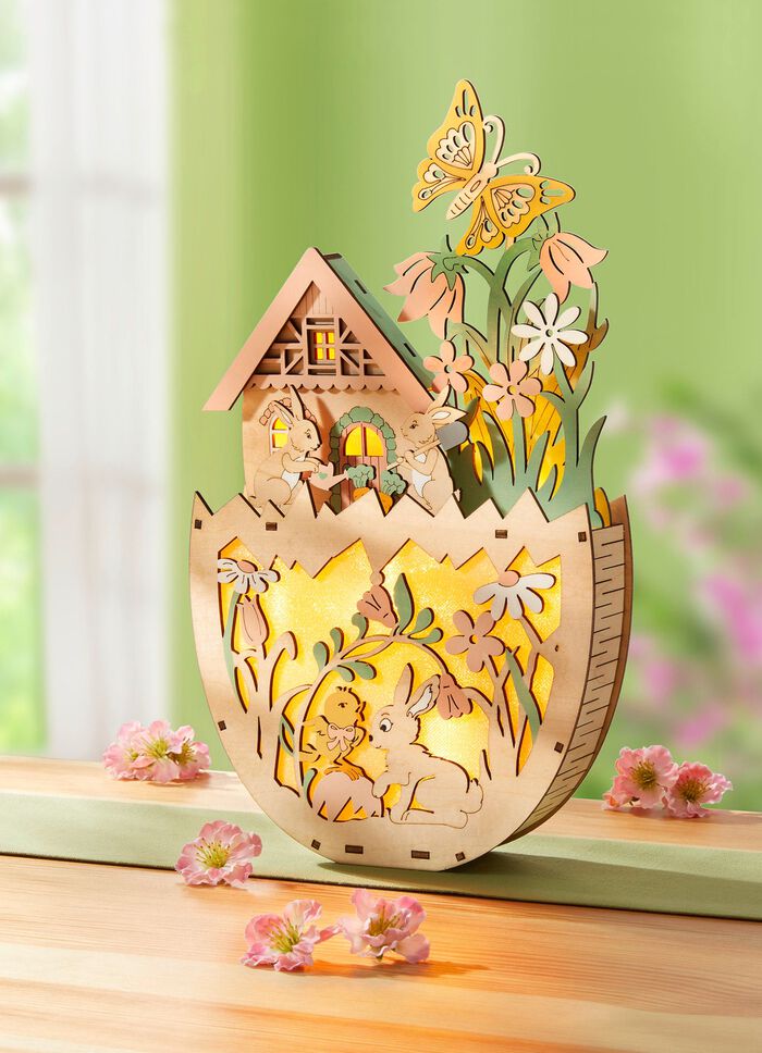 Beleuchtete Holzdekoration 