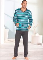 Schlafanzug mit V-Ausschnitt und offenen Abschl&uuml;ssen 