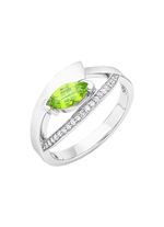 Damenring mit echt Peridot und synth. Zirkonia 