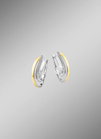 Klappcreolen in Bicolor mit synth. Zirkonia 