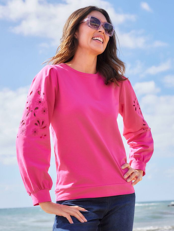 Sweatshirt mit Lochstickerei 