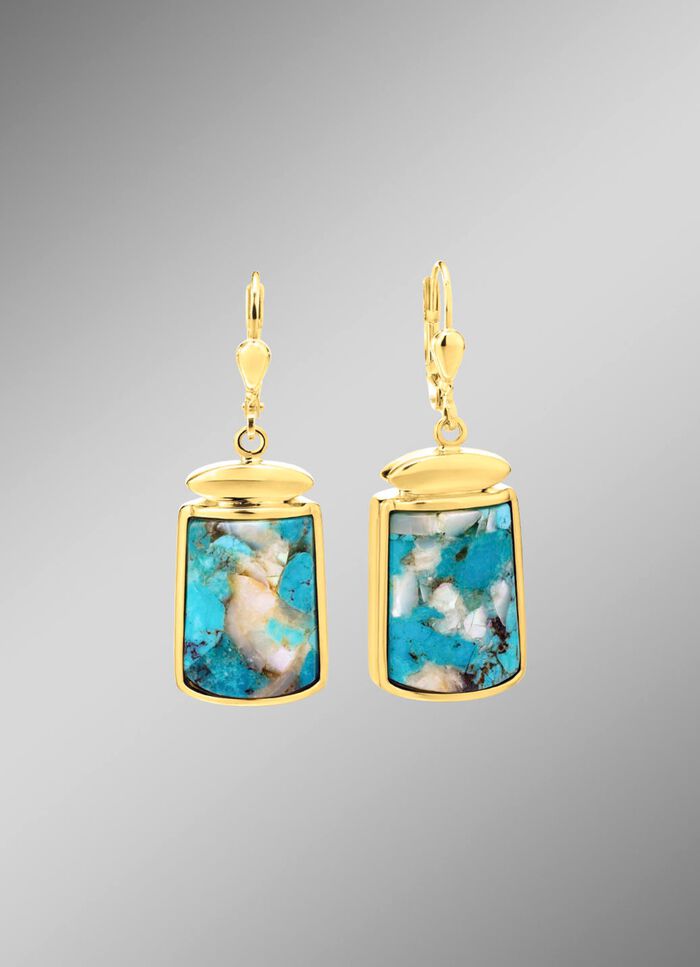 Ohrringe mit beh. T&uuml;rkis und beh. Perlmutt 