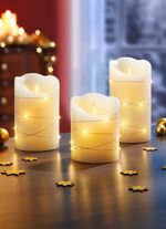 LED-Echtwachskerzen, 3er-Set, mit Flackereffekt 