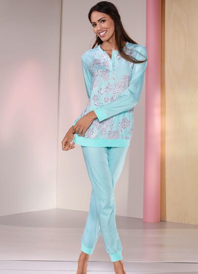 Schlafanzug, langarm mit Knopfleiste 