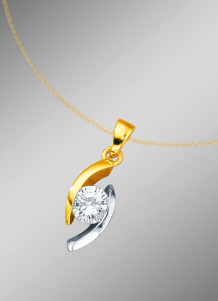 Klassischer Solit&auml;ranh&auml;nger in Bicolor mit Brillant 