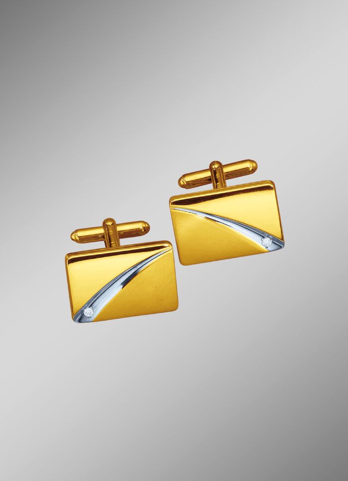 Manschettenkn&ouml;pfe mit Wei&szlig;goldrille 