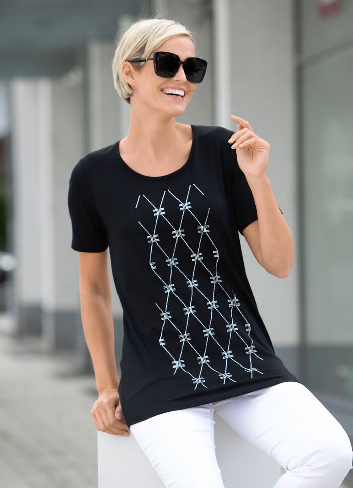 Shirt mit edler Strasszier im Vorderteil 