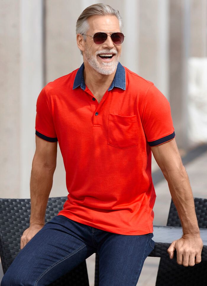 Poloshirt mit Kragen in Denim-Optik 