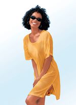 Frottier-Kleid mit Streifenstruktur und kurzen &Auml;rmeln 