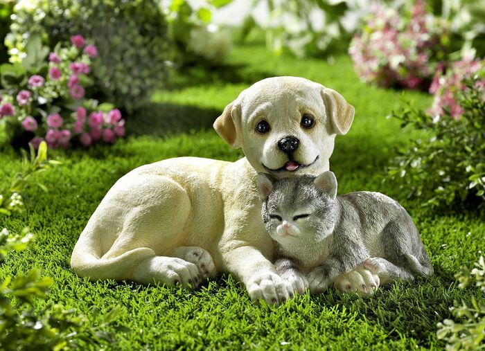 Hund und Katze aus Polyresin 