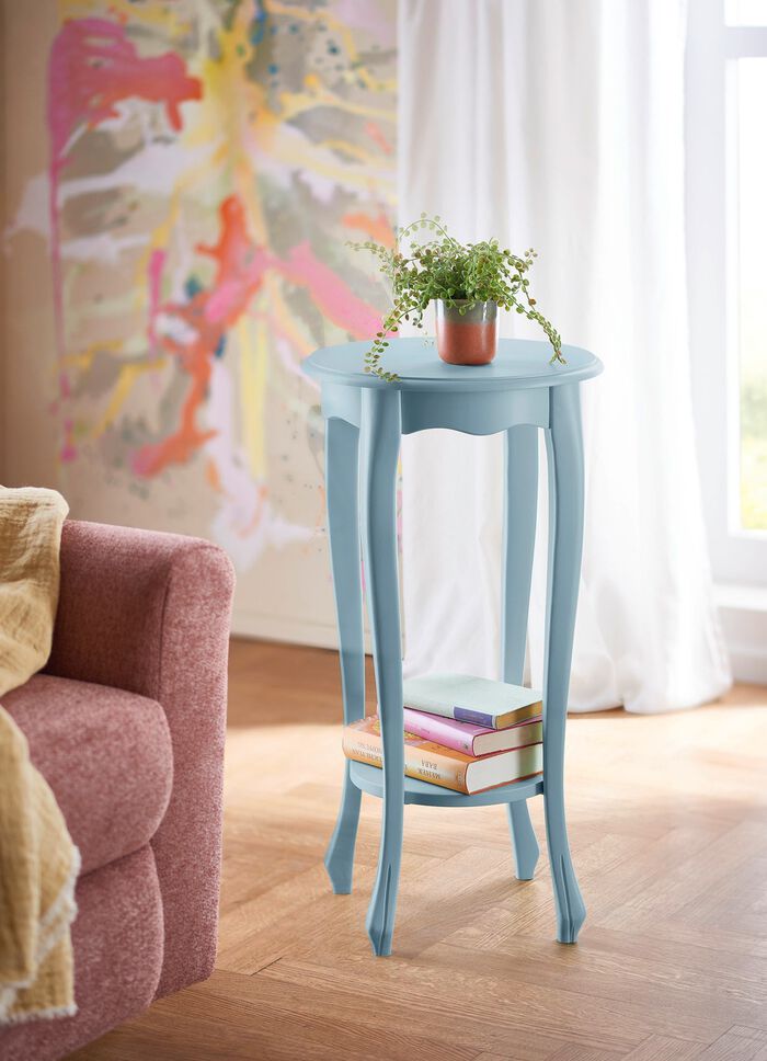 Teilmassiver Beistelltisch aus Buchenholz 