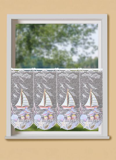 Maritimer Kurzstore mit Plauener Stickerei 