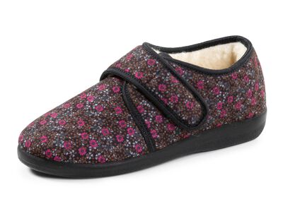 Warme Damen-Hausschuhe, Weite H, mit Klettverschluss 