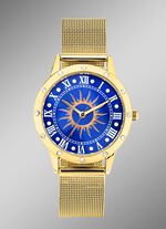 Quartz-Damenuhr Sonne mit wei&szlig;en Kristallakzenten  