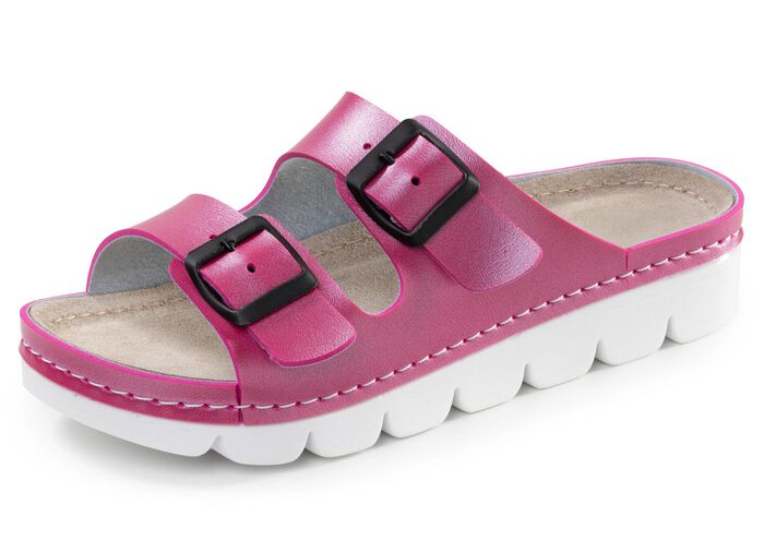 Klassische Damen-Pantoletten, mit verstellbaren Schlie&szlig;en 