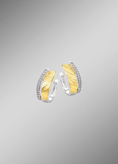 Klappcreolen in Bicolor mit synth. Zirkonia 