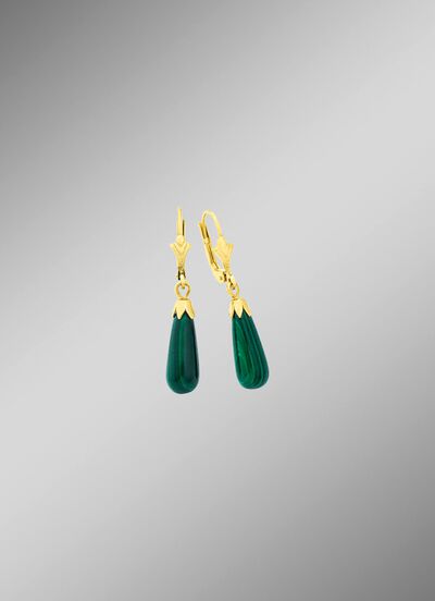 Schlichte Ohrh&auml;nger mit echt Malachit 