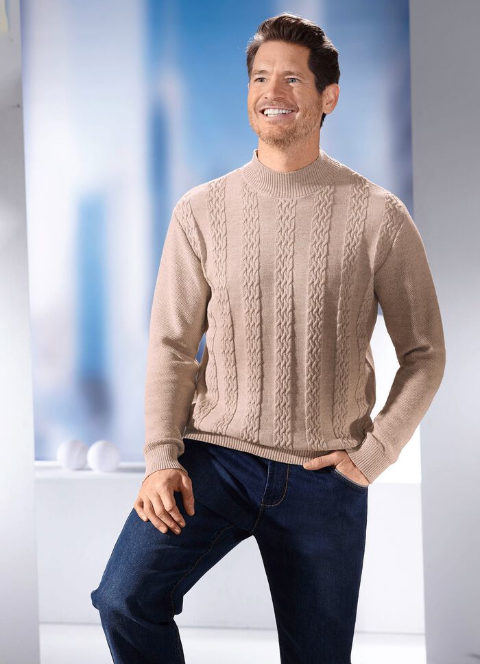 Modischer Pullover mit Stehkragen in 3 Farben 