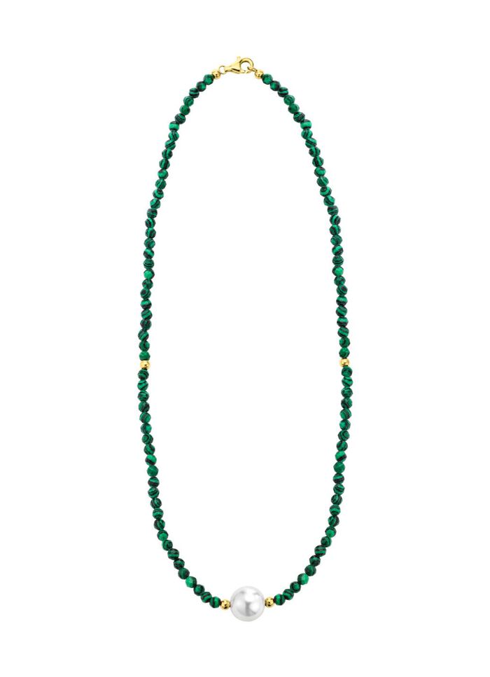 Halskette mit Perlenschimmer und Edelsteinglanz 