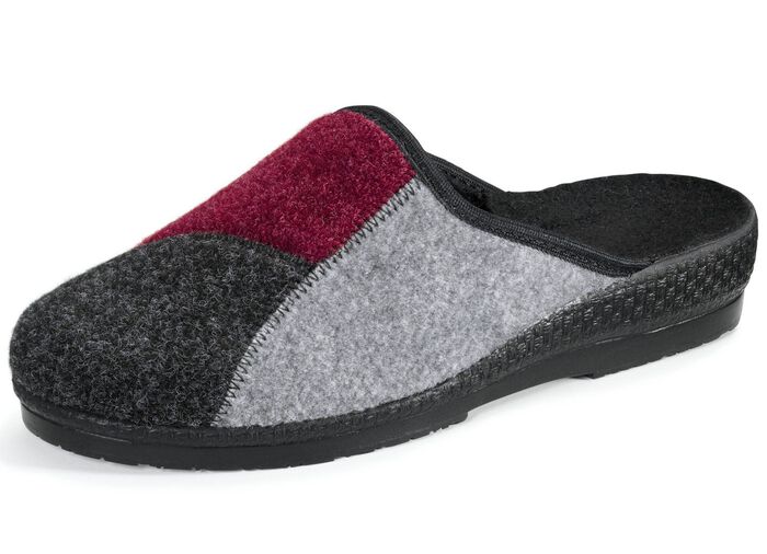 Klassische Damen-Hausschuhe, Weite H, im Textil-Materialmix 