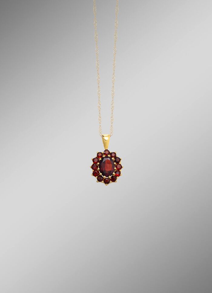 Bl&uuml;tenf&ouml;rmiger Anh&auml;nger mit Granat  